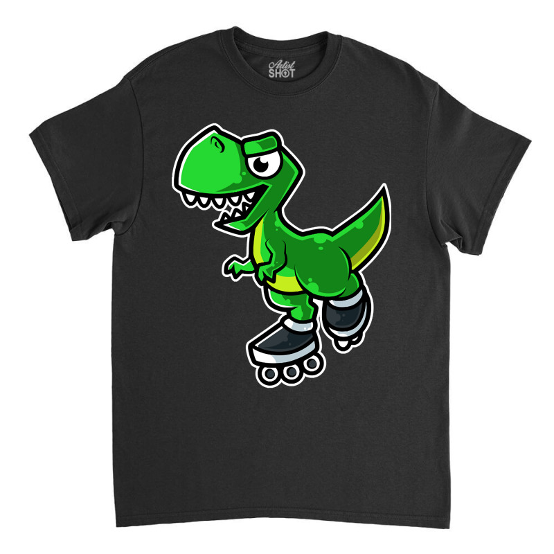 Dinosaur Tyrannosaurus Rex Retro Roller Skate Graphic Classic T-shirt by macklinsampson | Artistshot