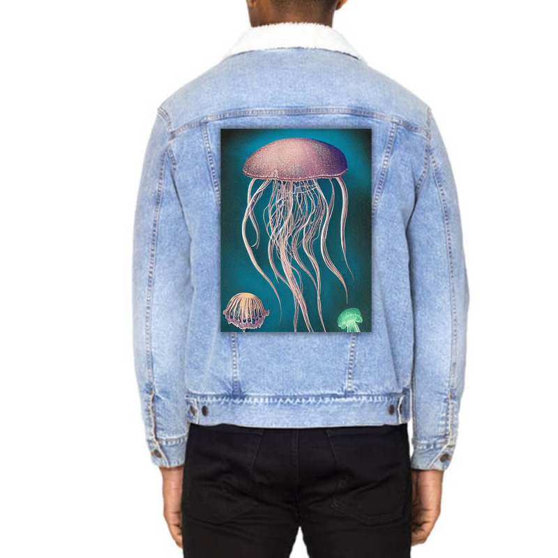 Jellyfish Artwork Beach Unisex Sherpa-lined Denim Jacket | Artistshot