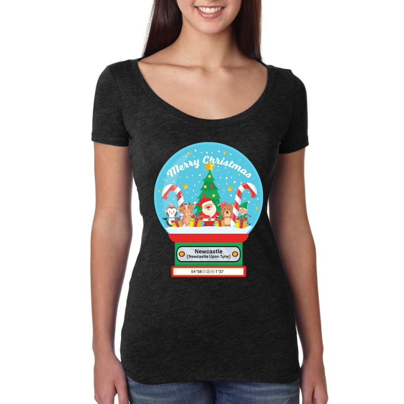 Hot Trend Newcastle Upon Tyne England Uk - Merry Christmas Snowglobe Women's Triblend Scoop T-shirt by Milne Charlton | Artistshot