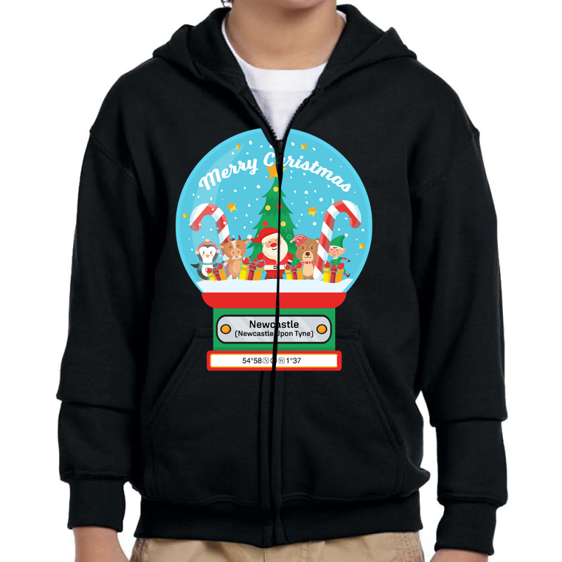 Hot Trend Newcastle Upon Tyne England Uk - Merry Christmas Snowglobe Youth Zipper Hoodie by Milne Charlton | Artistshot