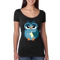 Sad Owl With Hankerchief Cartoon Blue Women's Triblend Scoop T-shirt | Artistshot