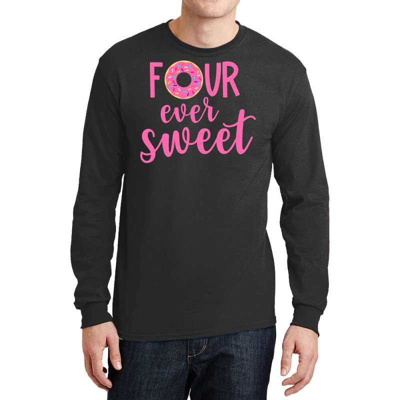 Four Ever Sweet 4th Birthday Decoration Donut Girl Kids Long Sleeve Shirts by Rhonda | Artistshot