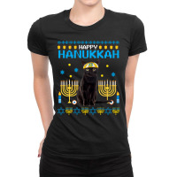 Black Cat Chanukah Jewish Ugly Hanukkah Sweater Pajama Ladies Fitted T-shirt | Artistshot