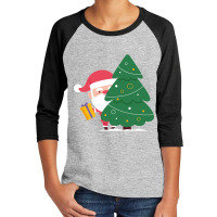 Hot Trend Santa Claus Holding A Gift Behind Christmas Tree Youth 3/4 Sleeve | Artistshot