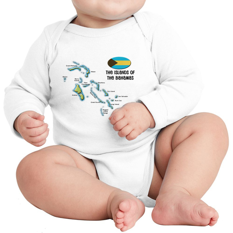 Bahamas, The Islands Of, Map Long Sleeve Baby Bodysuit by Davidartist | Artistshot