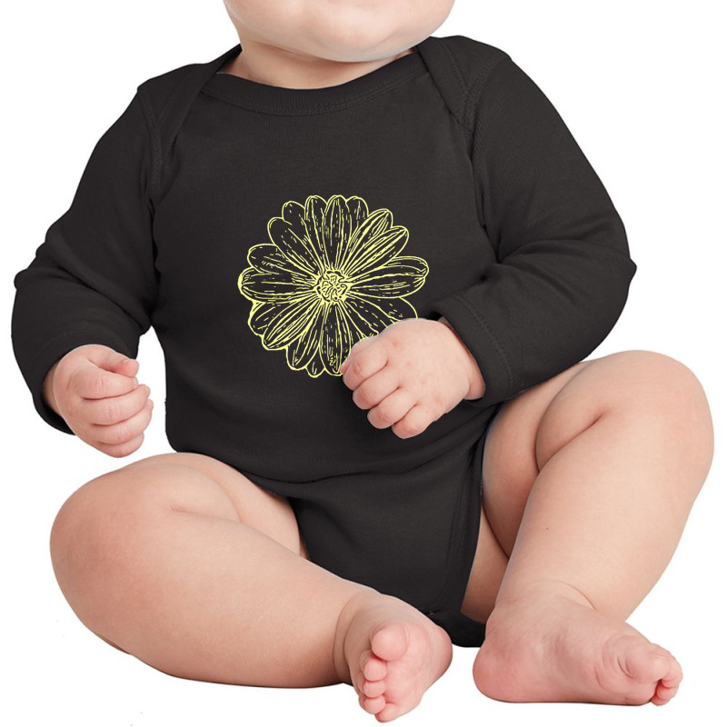 Hot Trend Sunflower Ink Print Long Sleeve Baby Bodysuit by poppyallen | Artistshot