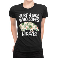 Just A Girl Who Loves Hippos Gift For Women Horse River Herd Ladies Fitted T-shirt | Artistshot