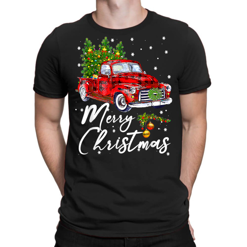 Merry Christmas Vintage Wagon Red Truck Pajama Family Party T Shirt T-Shirt by marge3nstbo | Artistshot