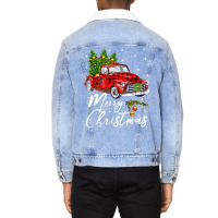 Merry Christmas Vintage Wagon Red Truck Pajama Family Party T Shirt Unisex Sherpa-lined Denim Jacket | Artistshot