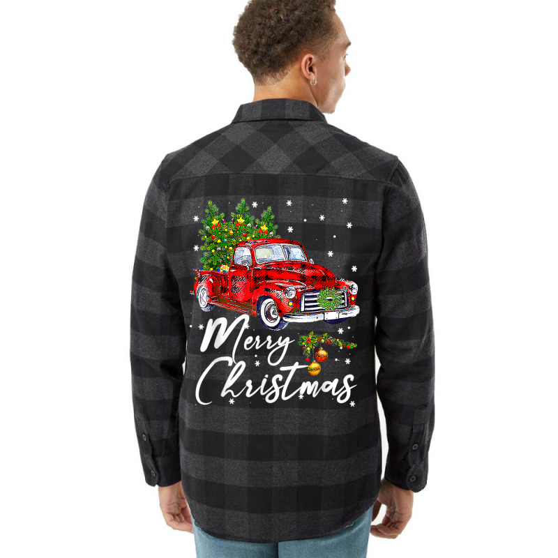 Merry Christmas Vintage Wagon Red Truck Pajama Family Party T Shirt Flannel Shirt by marge3nstbo | Artistshot