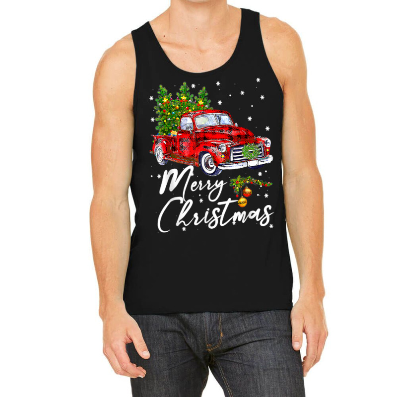 Merry Christmas Vintage Wagon Red Truck Pajama Family Party T Shirt Tank Top by marge3nstbo | Artistshot