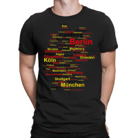 Germany Map Silhouette Towns Cities Flag Berlin Travel T-shirt | Artistshot