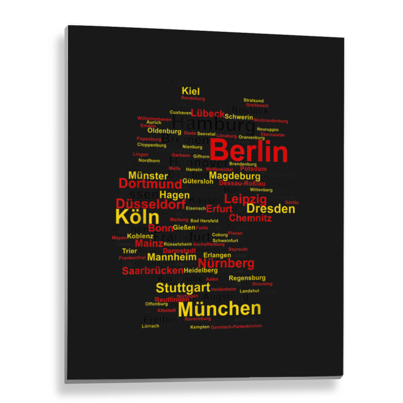 Germany Map Silhouette Towns Cities Flag Berlin Travel Metal Print Vertical | Artistshot