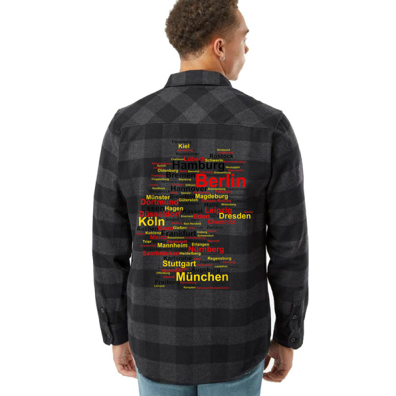 Germany Map Silhouette Towns Cities Flag Berlin Travel Flannel Shirt | Artistshot