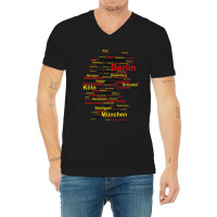 Germany Map Silhouette Towns Cities Flag Berlin Travel V-neck Tee | Artistshot