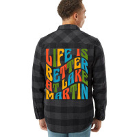 Life Is Better At Lake Martin Retro 70s Mod Groovy Wavy Text T Shirt Flannel Shirt | Artistshot