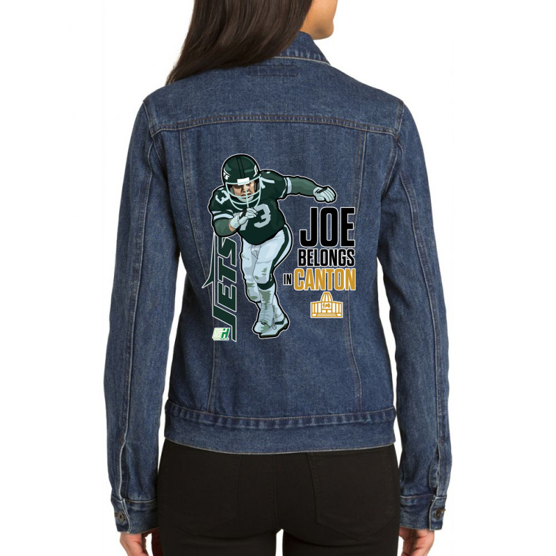 Joe Belongs In Canton 1 Ladies Denim Jacket | Artistshot