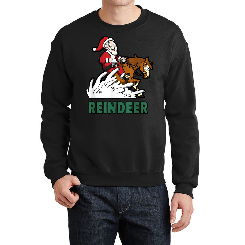 Reindeer Santa On A Reining Horse T Shirt Crewneck Sweatshirt | Artistshot