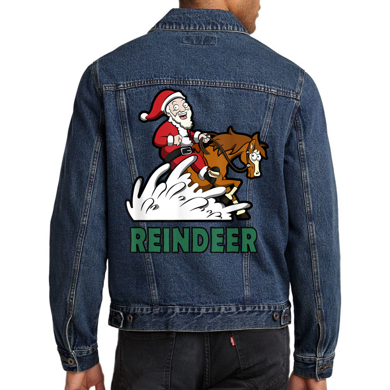 Reindeer Santa On A Reining Horse T Shirt Men Denim Jacket | Artistshot