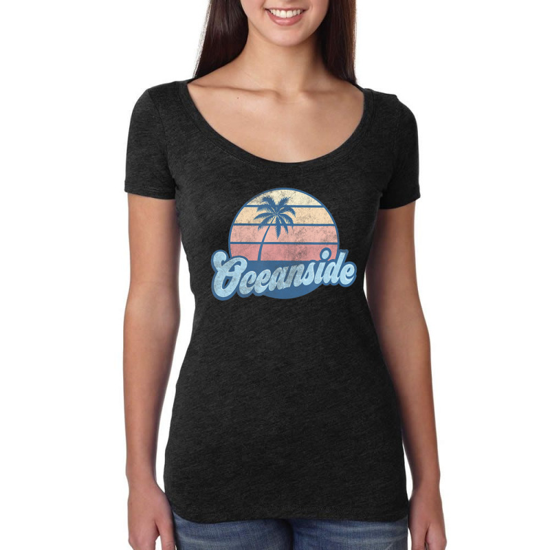 Oceanside California Ca Vintage 70s Retro Surfer Women's Triblend Scoop T-shirt by michaelyounger19 | Artistshot