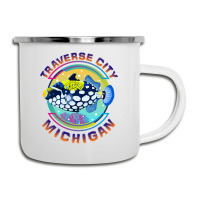 Traverse City Michigan Fishing Town, Clown Triggerfish With Colorful P Camper Cup | Artistshot