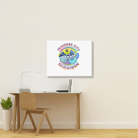 Traverse City Michigan Fishing Town, Clown Triggerfish With Colorful P Landscape Canvas Print | Artistshot