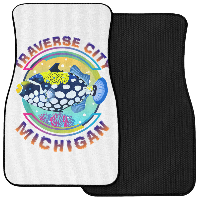 Traverse City Michigan Fishing Town, Clown Triggerfish With Colorful P Front Car Mat | Artistshot