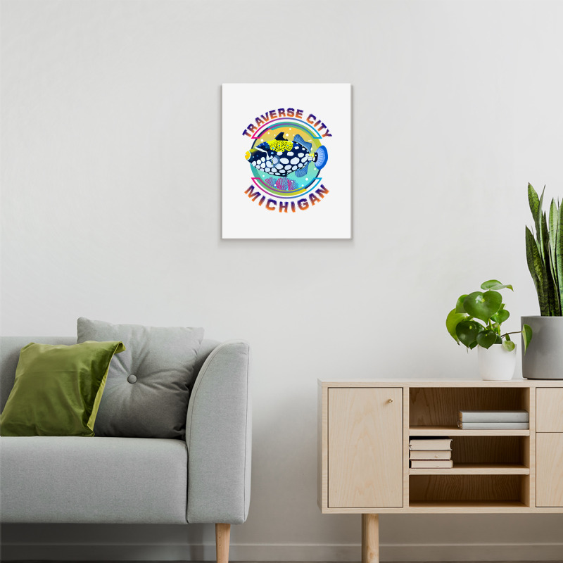 Traverse City Michigan Fishing Town, Clown Triggerfish With Colorful P Metal Print Vertical | Artistshot