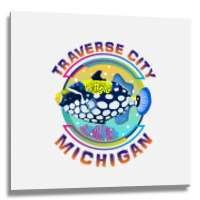 Traverse City Michigan Fishing Town, Clown Triggerfish With Colorful P Metal Print Square | Artistshot