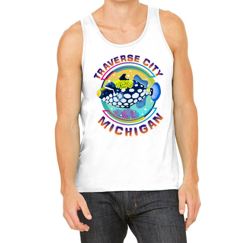 Traverse City Michigan Fishing Town, Clown Triggerfish With Colorful P Tank Top | Artistshot