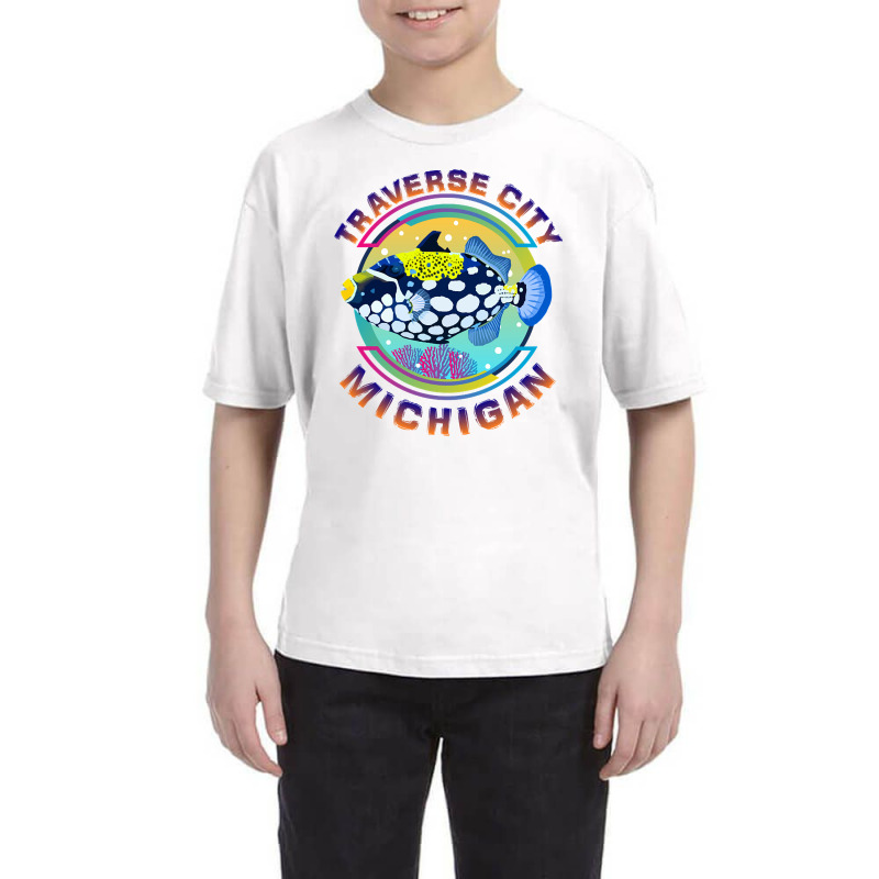 Traverse City Michigan Fishing Town, Clown Triggerfish With Colorful P Youth Tee | Artistshot