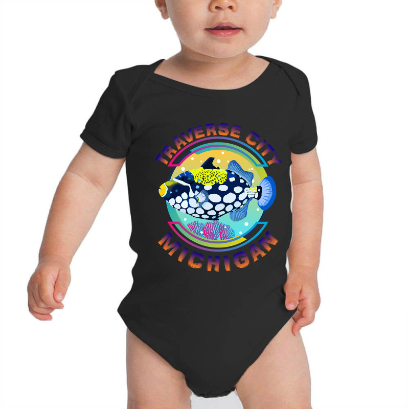 Traverse City Michigan Fishing Town, Clown Triggerfish With Colorful P Baby Bodysuit | Artistshot