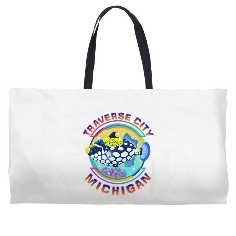 Traverse City Michigan Fishing Town, Clown Triggerfish With Colorful P Weekender Totes | Artistshot