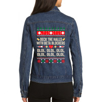 Deck The Halls With Beta Blockers Nurse Ugly Christmas Ladies Denim Jacket | Artistshot