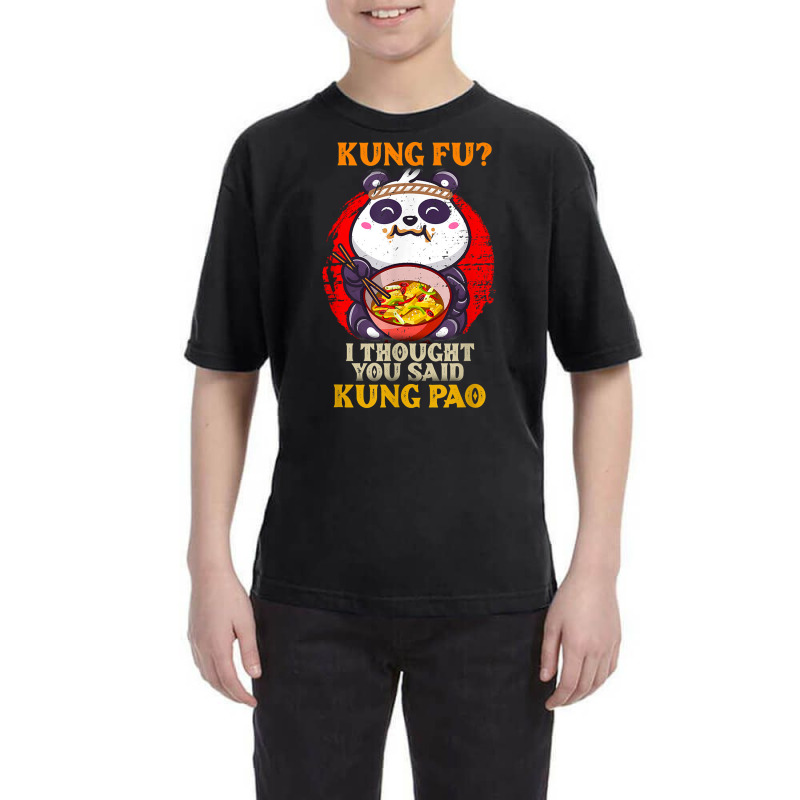 Chinese Food Pun Kung Fu Funny Panda Eating Kung Pao Lover Youth Tee | Artistshot