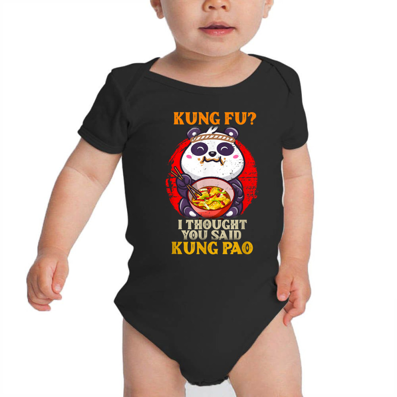 Chinese Food Pun Kung Fu Funny Panda Eating Kung Pao Lover Baby Bodysuit | Artistshot