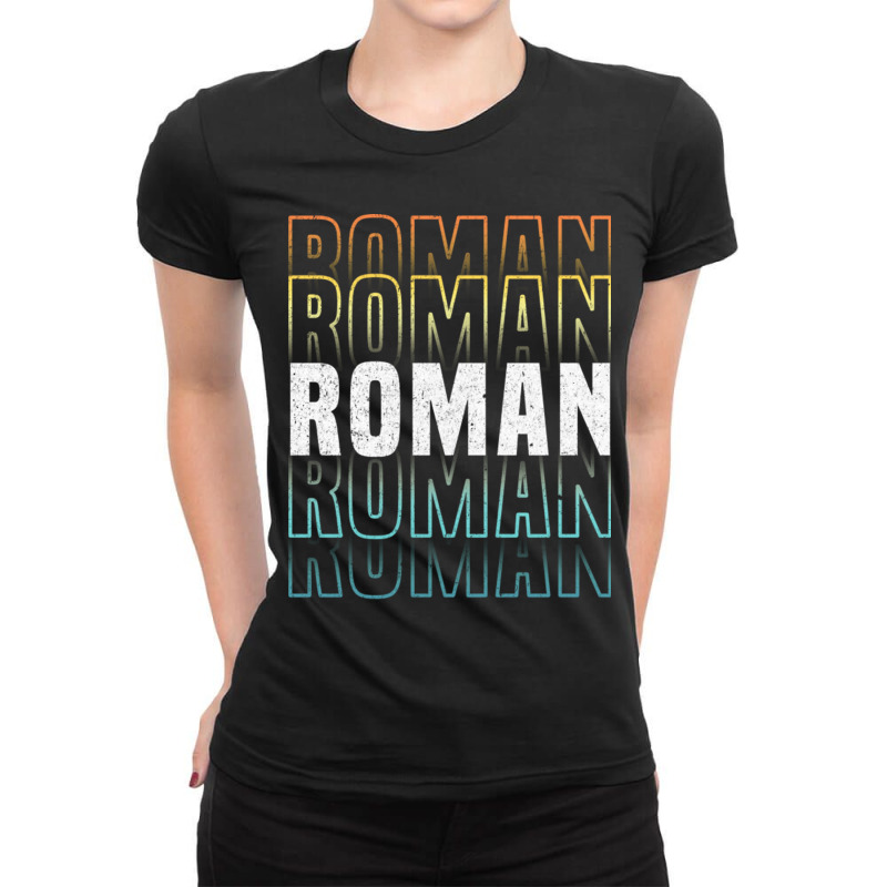 Roman Glowing Line Typography Style Love Ladies Fitted T-Shirt by LynneVickie | Artistshot