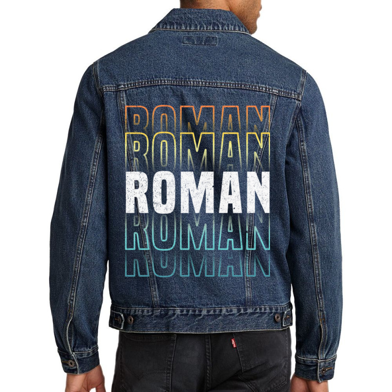 Roman Glowing Line Typography Style Love Men Denim Jacket by LynneVickie | Artistshot