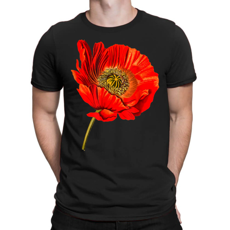 Red Poppy Flower, Red Botanical Poppies, Poppy T-shirt | Artistshot