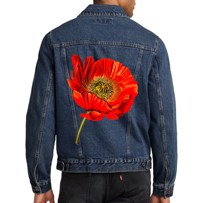 Red Poppy Flower, Red Botanical Poppies, Poppy Men Denim Jacket | Artistshot