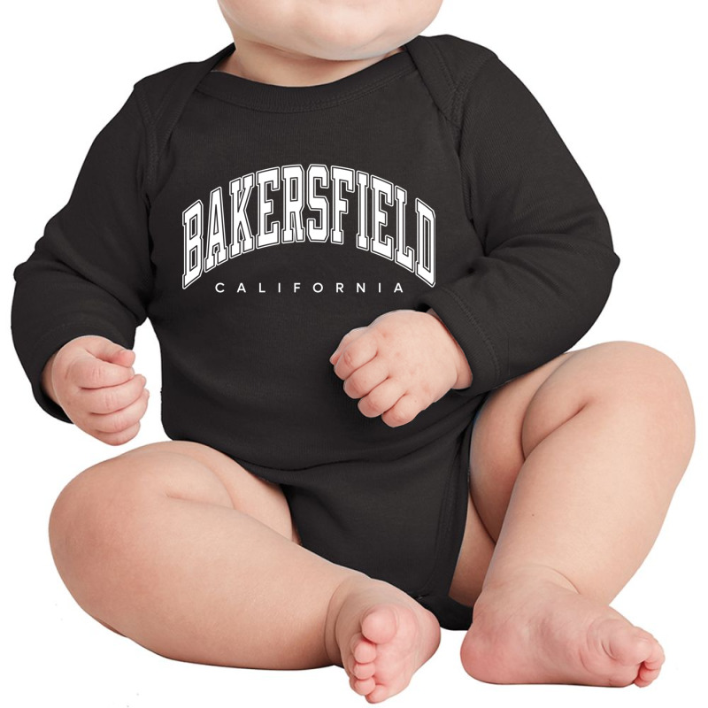 Bakersfield California Ca Varsity Style White Text Sweatshirt Long Sleeve Baby Bodysuit by KarinLeighPurcell | Artistshot