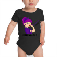 Fibromyalgia Warrior Strong Women Purple Ribbon Support Baby Bodysuit | Artistshot