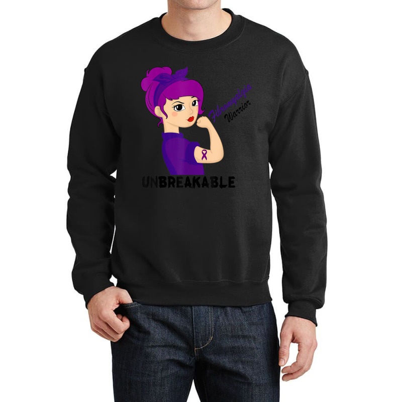 Fibromyalgia Warrior Strong Women Purple Ribbon Support Crewneck Sweatshirt | Artistshot