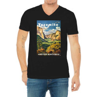 Vintage Travel Yosemite National Park V-neck Tee | Artistshot