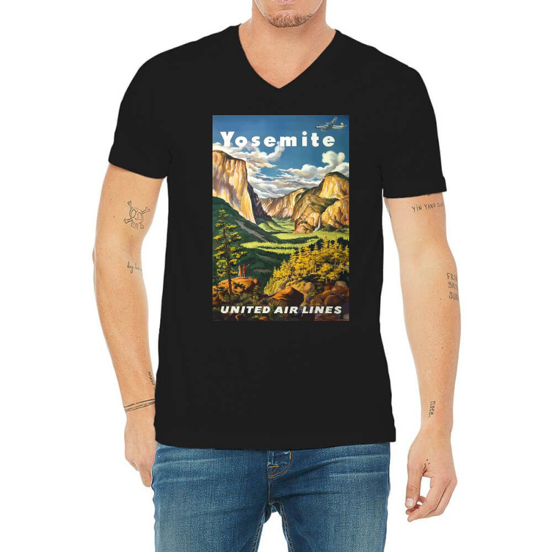 Vintage Travel Yosemite National Park V-Neck Tee by kelseyclements | Artistshot