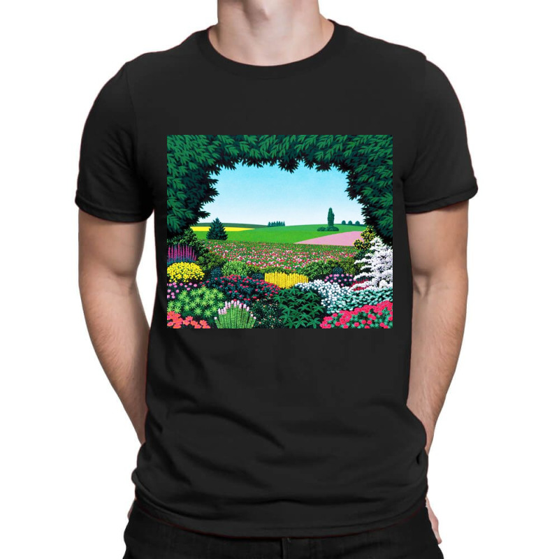 Beautiful Garden Full Of Colorful Flowers   Hiroshi Nagai T-Shirt by dougbunger | Artistshot