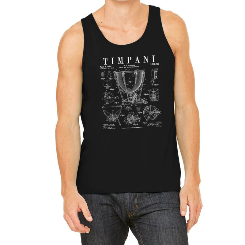 Timpani Kettle Drum Vintage Patent Timpanist Drawing Print Tank Top by MichaelTatum | Artistshot