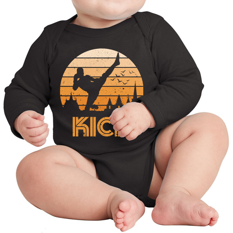 Trending Retro Kick Boxer Guy Long Sleeve Baby Bodysuit by brumfieldportillo7vlpq8 | Artistshot