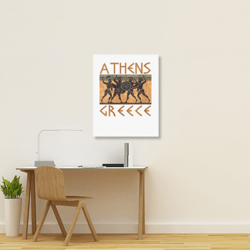 Womens Ancient Greece Warrior Greek Mythology Athens Souvenir V Neck T Portrait Canvas Print | Artistshot