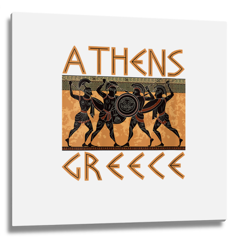 Womens Ancient Greece Warrior Greek Mythology Athens Souvenir V Neck T Metal Print Square | Artistshot